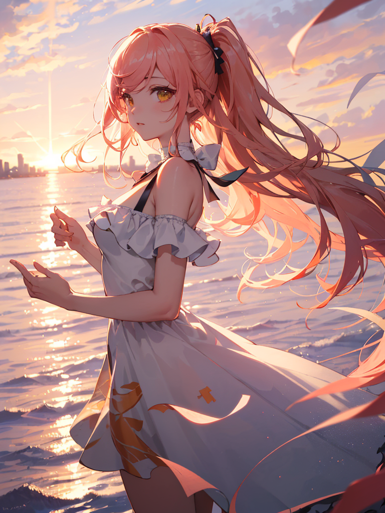00718-1959670275-1girl, solo, huanxiaoyi, (best quality, 8K, masterpiece, ultra detailed_1.2), cinematic angle, ocean, sunset, gredient sky, dapp.png